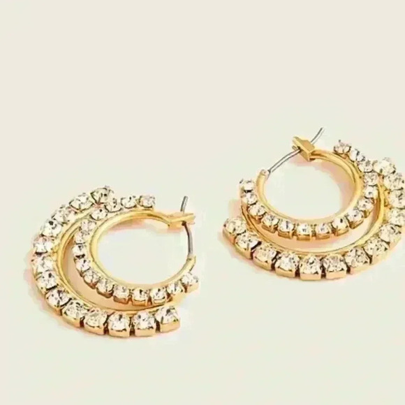 J Crew Double Sparkle hoop earrings - Picture 1 of 3